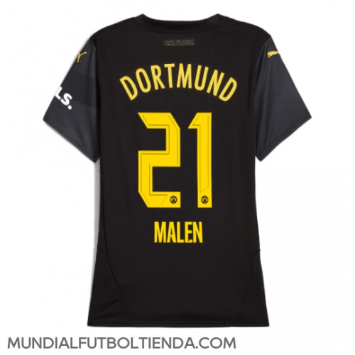 Camiseta Borussia Dortmund Donyell Malen #21 Segunda Equipación Replica 2024-25 para mujer mangas cortas